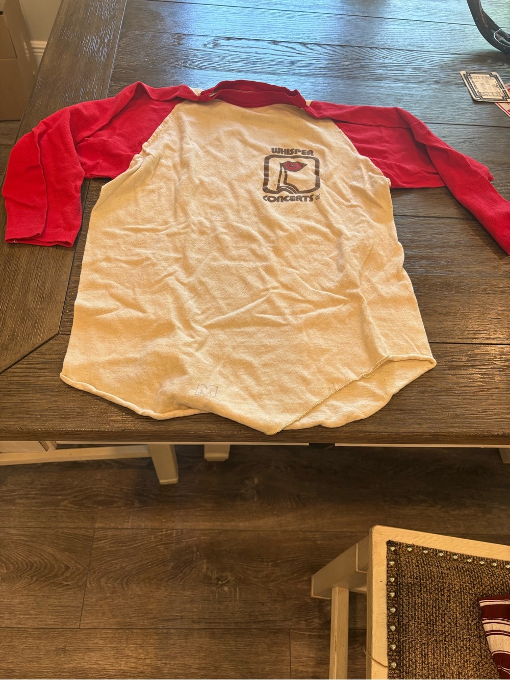 Vintage Red Sleeve Raglan Tee with Front Logo